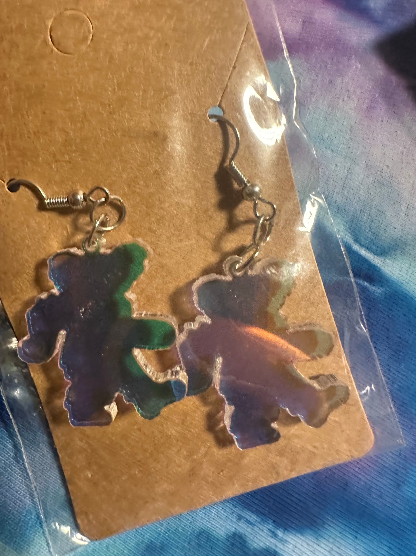 Refective bear earrings