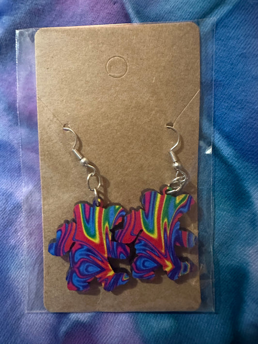 Tie-dyed bear earings